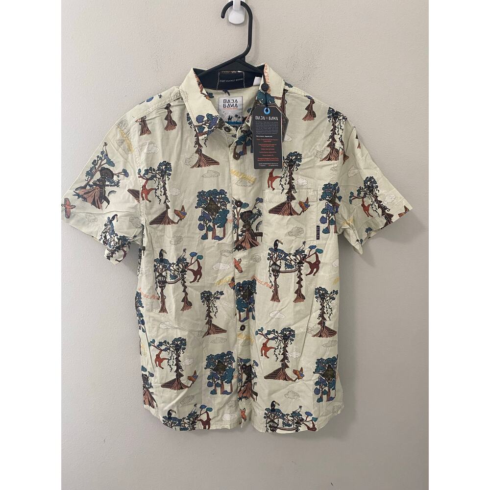 Mens Resort Tropical Golf Shirt Baja Llama Button Up Performance Stretch XXL NWT